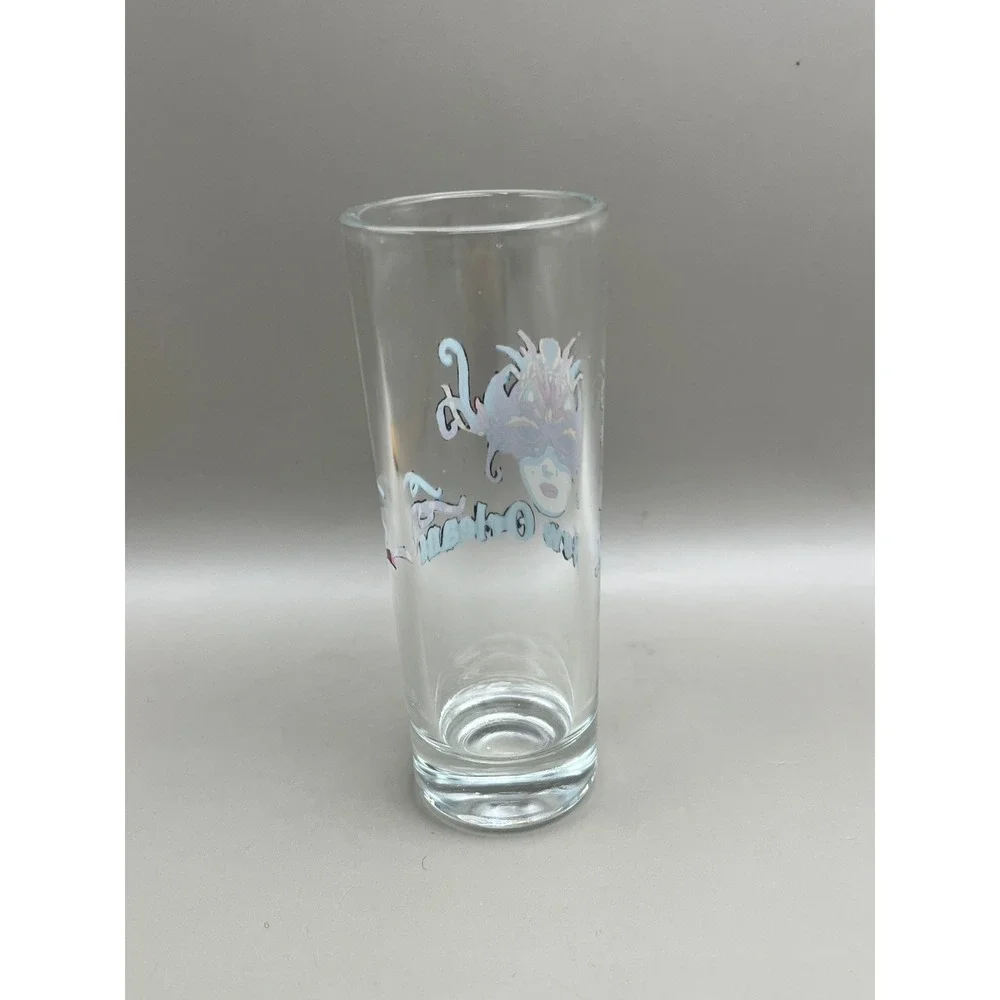 New Orleans Mardi Gras Masquerade Mask Tall Shot Glass Souvenir Shooter Clear